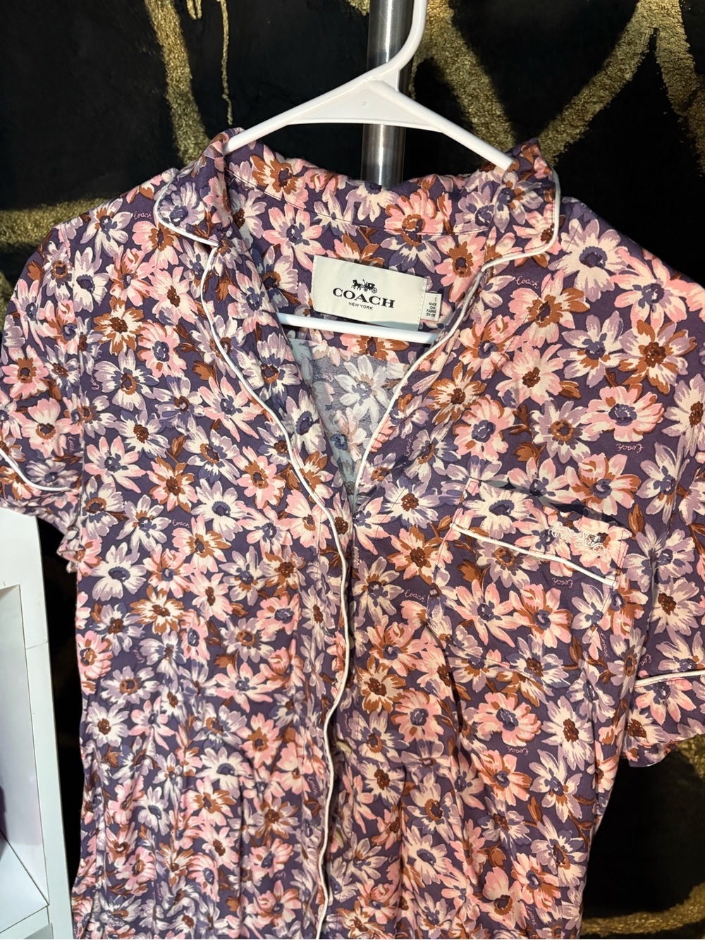 COACH  Floral Short-Sleeve Shirt - Purple & Pink
